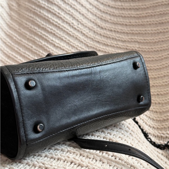 Coach Faye Mini Crossbody Black Leather & Suede Turnlock Flap - Picture 9 of 15